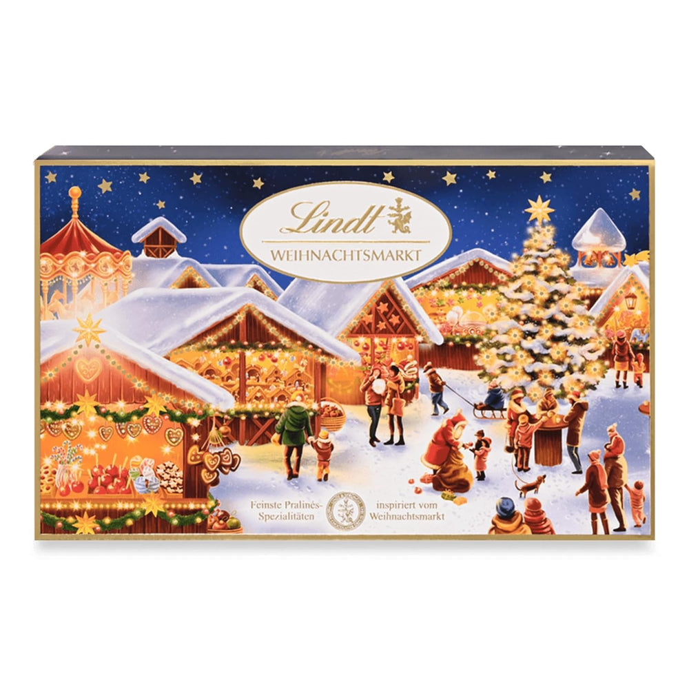 Lindt csokoládé | Doboz karácsonyi praliné | 200g Válogatott karácsonyi praliné a legfinomabb tejcsokoládéval borítva | Csokoládé ajándék karácsonyra