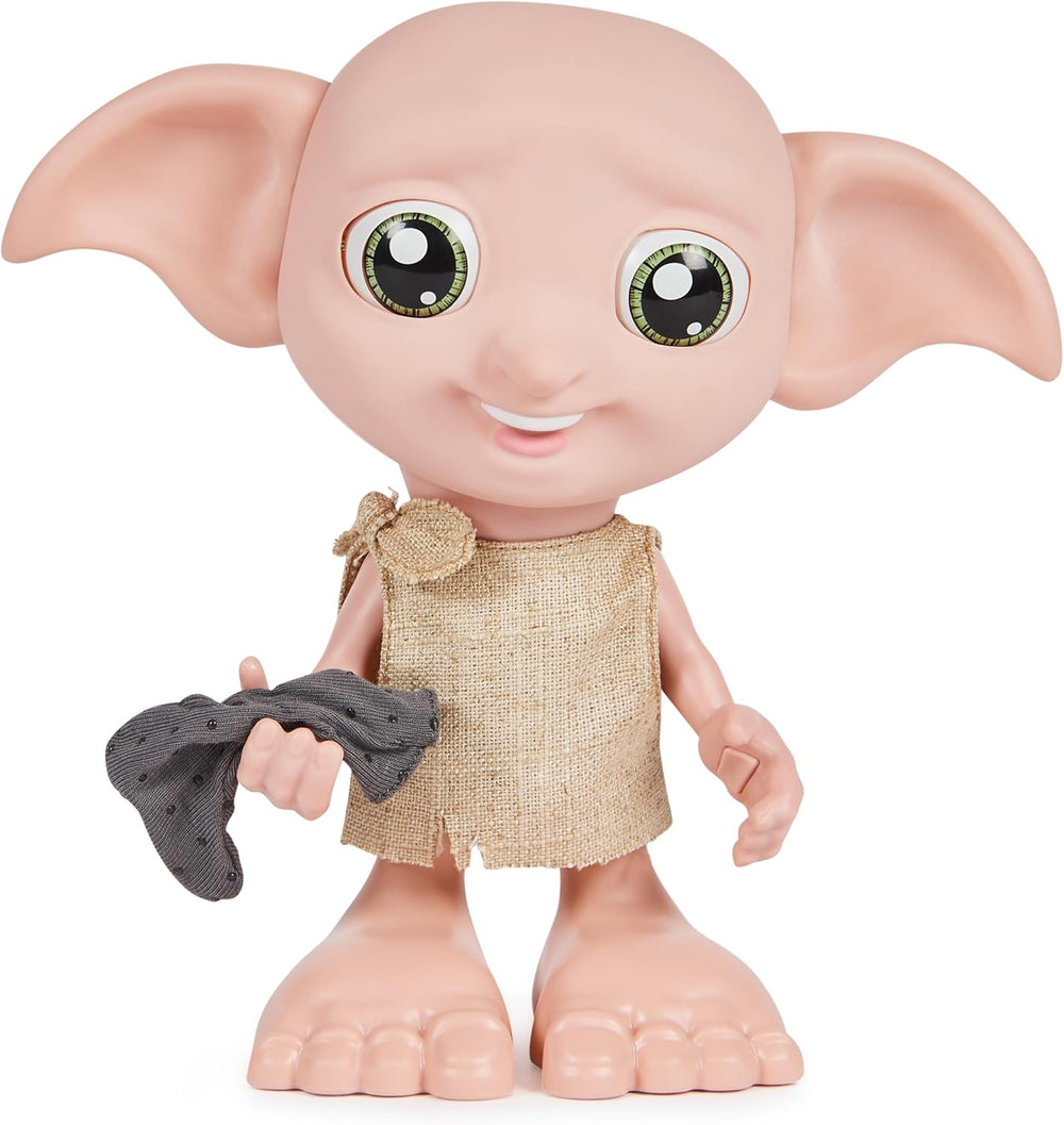 Spin Master 6067280 Wizarding World Harry Potter, Păpușă Magică Interactivă Dobby Elf cu Șosetă, Peste 30 de Sunete și Fraze, 21,6 cm, Jucărie pentru Copii, Negru