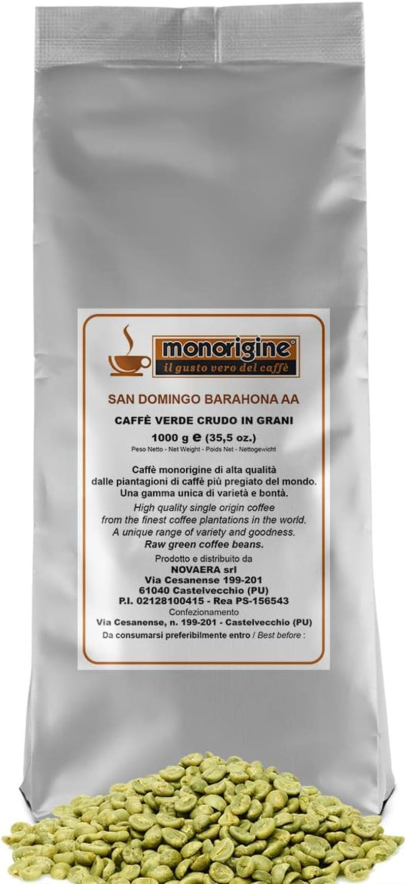 Boabe de cafea verde Arabica Santo Domingo Barahona AA - 1 Kg