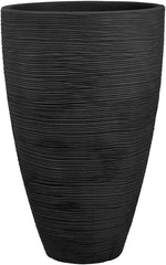 Jardinieră Dehner Vino | Ghiveci, recipient pentru plante | pentru plante în ghiveci | modern, rotund, stabil dimensional, robust | textură cu nervuri | interior, exterior | plastic | antracit | Ø 40 cm, înălțime 60 cm