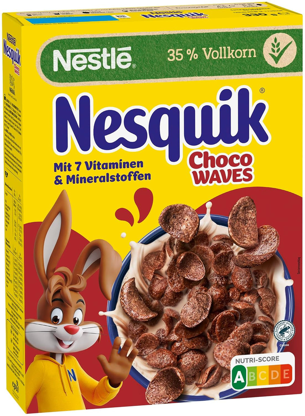 Nestlé Choco Waves, ropogós hullám alakú csokoládé reggeli (33% teljes kiőrlésű gabonatartalom), 1 csomag (1 x 330g)