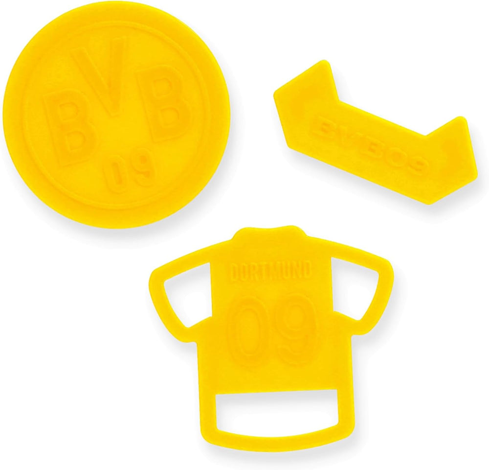 Set de forme pentru biscuiți BVB, 3 piese, Produs oficial Borussia Dortmund, Se poate spăla în mașina de spălat vase, Galben