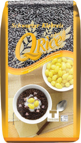Q RICE | Fekete hosszú szemű ragadós rizs Thaiföldről | Aromás, finom dió árnyalattal | Ideális curry, sushi és mochi desszertekhez | 1 x 1 kg