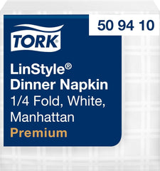 Șervețele de masă Tork Linstyle albe, 1/4 pliere, 19,5 × 19,5 cm, 14 נ50 șervețele, 509410