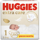 Huggies Extra Care babapelenka, 1-es méret (2-5 kg), szuper nedvszívó, Disney Design, tömeges kiszerelés, 160