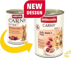 animonda Carny Katzen Nassfutter Kitten Huhn + Pute (12 x 400g), Kitten getreidefreies Katzennassfutter ohne Zucker für wachsende Kätzchen bis 1 Jahr, mit frischen Zutaten