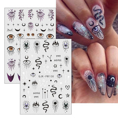 Jmeowio Nagelsticker Mond Stern Sonne 9 Blatt Nail Art Sticker Selbstklebend Nagelaufkleber Bunte Dekoration Nageldesign Zubehör