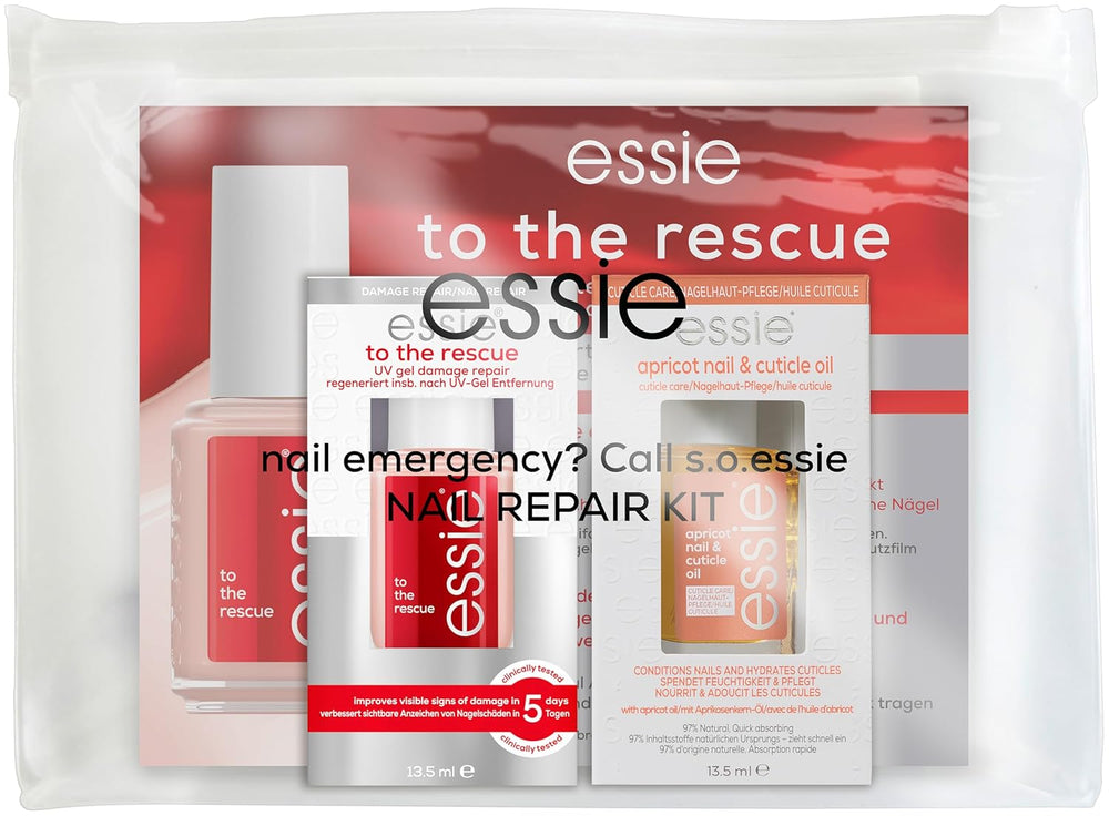 Essie Nail Rescue Kit: Sárgabarack illatú köröm- és kutikulaolaj + To the Rescue Repair körömlakk