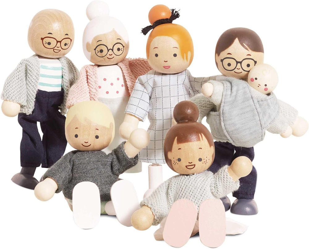 – Set de joacă din lemn „Familia mea de păpuși” pentru case de păpuși | Seturi de accesorii pentru case de păpuși Daisylane pentru fete – Potrivit pentru copii cu vârsta de 3 ani și peste, P053