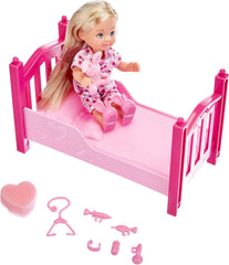 Simba 105733407 - Evi Love Get Well, Puppe mit Windpocken, mit Farbwechsel, beleértve Schwamm zum gesund Machen, mit Bett, Ankleidepuppe, 12 cm, für Kinder ab 3 Jahren