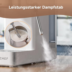 Espressor AMZCHEF cu 20 de bari, afișaj LED, spumator de lapte profesional și lance de abur din oțel inoxidabil, rezervor detașabil de 1,5 l, încălzire rapidă de 1350 W, alb