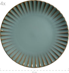 Set de veselă MÄSER 931964 Confino Series pentru 4 persoane, aspect vintage modern, set combinat din ceramică, 20 de piese, culoare petrol cu accente negre, gresie