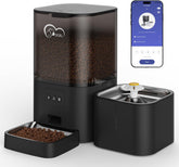 2-in-1-Automatik-Futter- und Wasserspender für Katzen, nagy térfogatú 6-liter-Trockenfutterspender + 2,5-liter-Wasserspender mit App-Steuerung, Sprachauzeichnung, zeitgesteuwerter Fütterung