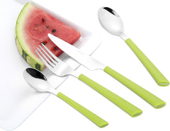 Tacâmuri JANE, oțel inoxidabil lustruit 18/0, mânere din plastic verde, 24 bucati Bucatarie Naty Shop