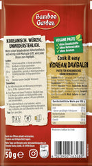 Bamboo Garden - koreai Dakgalbi Würzpaste | Zum Marinieren von Hühnchen, Gemüse und Tofu | 4 adaghoz | Vegán, természetes összetevők | 50 g zacskóban