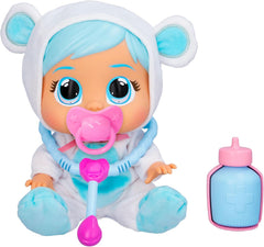 Păpușa Cry Babies Loving Care Kristal, păpușă bebelușă Kristal Loving Care cu 3 accesorii pentru joaca de-a doctorul, îngrijire și îngrijire, plânge cu lacrimi adevărate, jucărie pentru copii de la 18 luni
