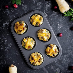 Masterclass 6-Loch-Muffinblech Mit PTFE-, PFOA- Und Bpa-Freiem Antihaftbeschichtung, Robustes 1Mm Dickes Karbonstahlblech, 27 X 18Cm Cupcake-Form Formák és tálcák sütéshez Naty Shop