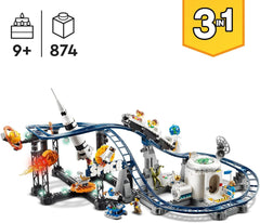 LEGO 31142 Creator 3 az 1-ben űrhullámvasút játékkészlet gyerekeknek dolgozó kocsikkal, szabadeső toronnyá vagy körhintasá alakítható rakétákkal és izzó téglákkal Építőkészletek Besuche den LEGO-Store