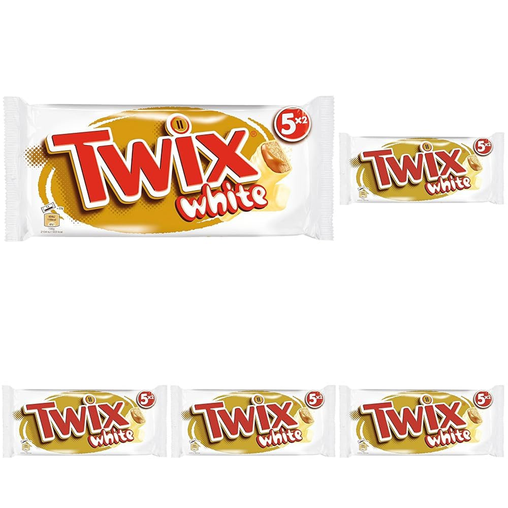 Twix fehér csokoládészeletek | Karamell, Keksz, Fehér csokoládé | Csokoládé Multi Pack | 5 rúd (5 x 46 g) (5 db-os csomag)