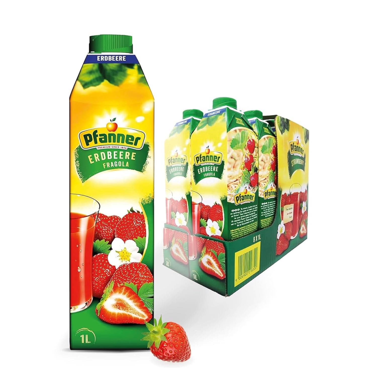 Pfanner Nectar de fructe cu căpșuni (8 X 1 litru) - 30 % conținut de fructe - băutură de căpșuni Naty Shop Căpșuni