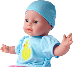 Simba 105010964 - Laura Hungry puha testű baba próbababával, varázskanállal, eltűnő tartalmú üveggel és kis tányérral, 38cm, baba 2 éves kortól Naty Shop Dolls