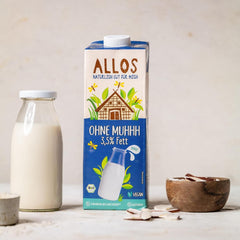 Allos Bio Ohne Muhhh 3,5% | Milchalternatíva | Ital auf Pflanzenbasis | vegán | schäumbar | tökéletes kávéhoz laktózmentes | Kalcium- és vitaminforrások | Reich an Protein | 1 liter (6 db)