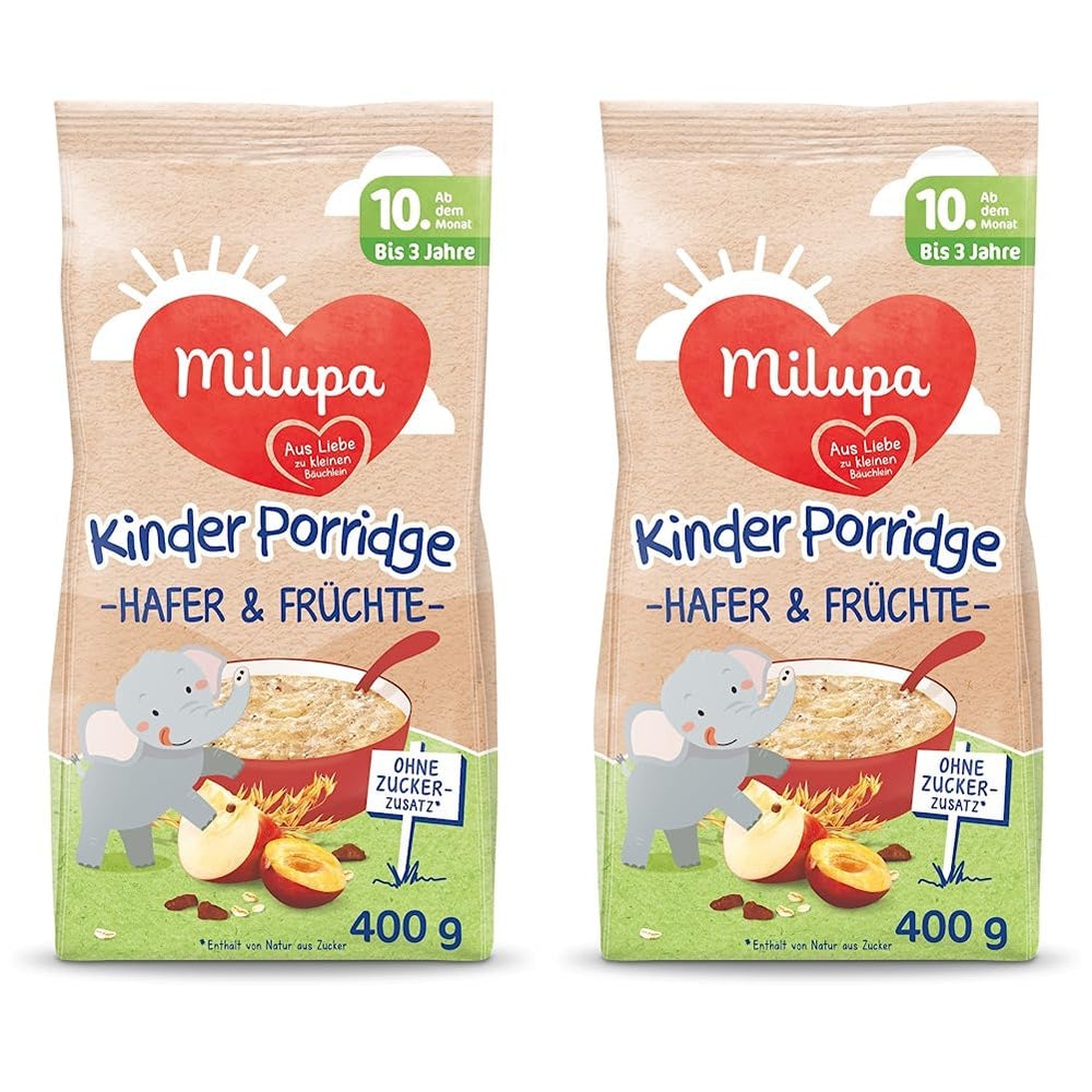 Milupa bébi zabkása és gyümölcskása 10 hónapos és 3 éves kor közötti bébiétel 1 x 400 g (2 db-os csomag)