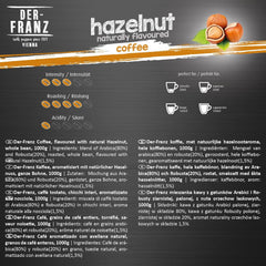 Cafea Der-Franz, amestec de Arabica și Robusta, prăjită, boabe întregi aromate cu alune naturale UTZ Cafea Naty Shop
