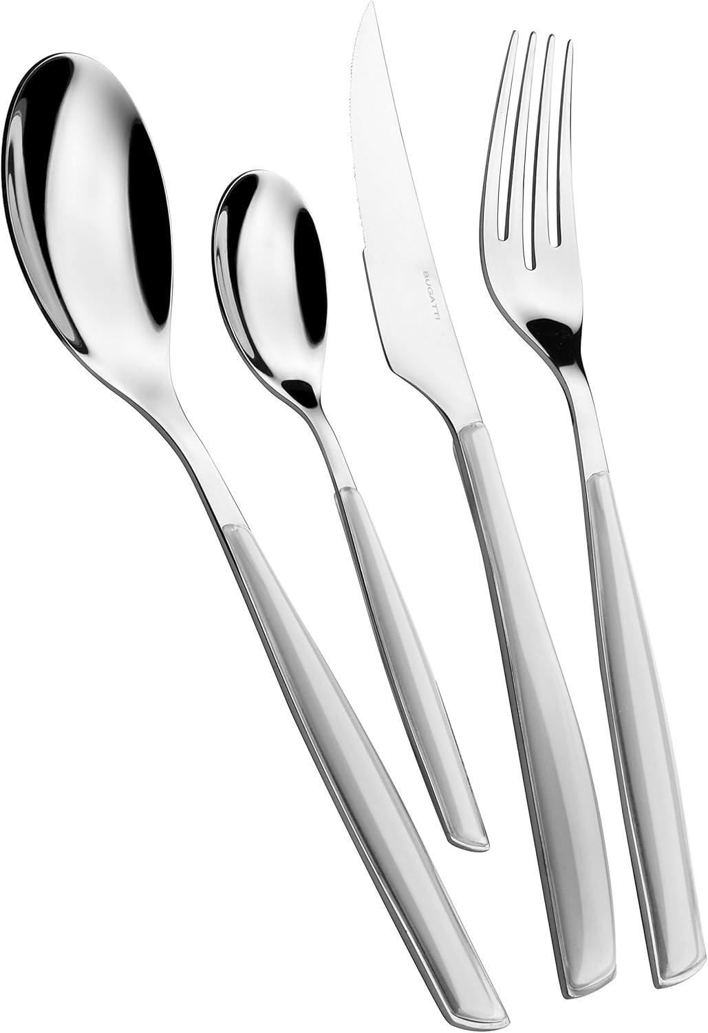 BUGATTI, Glamour, set de tacâmuri pentru 6 persoane, 24 piese din oțel inoxidabil 18/10 Naty Shop Gri cenușă
