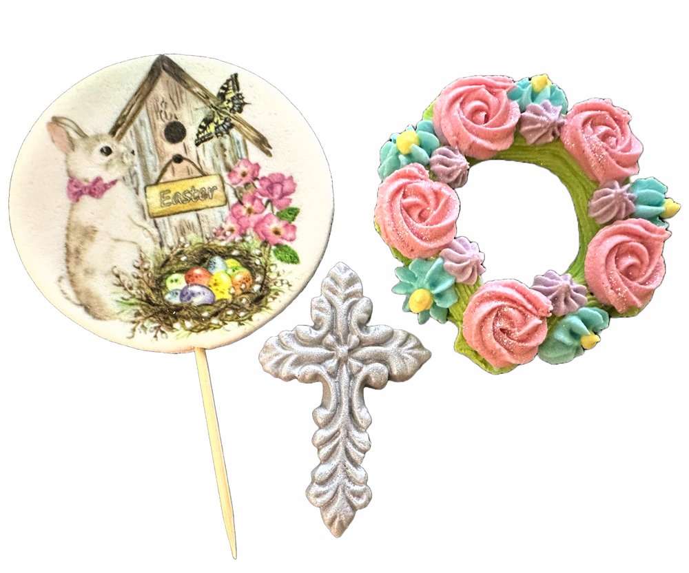 3 db ehető dekoráció készlet cukorkrémből, húsvéti díszek a Sugar Paste Nati Shopból
