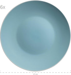 MÄSER 931770 Serie Elissa Modernes Geschirr Set Für 6 Personen in Türkis Mit Weißem Rand, 24-Teiliges Kombiservice, Steinzeug Seturi vesela masa Naty Shop