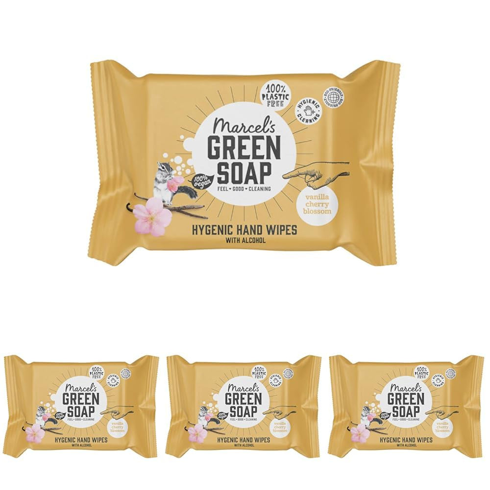 Marcel's Green Soap kéznedves törlőkendők 60 csomag - Vanília és Cseresznyevirág - Növényi alapú - Bio