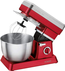 Bomann KM 398 CB Küchenmaschine, 8 Geschwindigkeitsstufen (0/1/2/3/4/5/6 + Puls), 6,3 literes Edelstahlschüssel Für Max. 3–3,5 Kg Teigzubereitung, 1200 Watt, Rot Mother and Child Naty Shop
