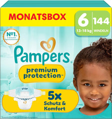 Pampers Premium Protection Size 6, 144 pelenka, 13kg-18kg, az első számú bőr- és szivárgás elleni védelem