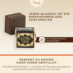 Venchi - Cremino Extra Black Chocolate - Étcsokoládé mandulás pasztával és "piemonti erdei mogyoróval OFJ", 1 kg, gluténmentes, színezék és tartósítószer nélkül