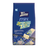 Tirma Mini fehér csokoládé ostya | (16 egység x 13,5 g), 216 g | Finom krémes töltelék | Nem GMO | Alkalmas vegetáriánusok számára | Egyedileg csomagolva | Csomagolt snack
