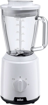 Braun Powerblend 1 JB1050WH - Standmixer Mit 1,5 L Glas-Mixaufsatz, Küchenhelfer Zum Zerkleinern, Pürieren & Mixen, Ice-Crush-Funktion, 2 Geschwindigkeiten, 600 Watt, Weiß Natysat-Bucaußf Glas-Mixaufsatz