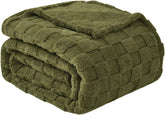 Good Nite Cosy pătură Fluffy Couch Throw pătură Fleece Bedspread Cosy Soft Checked Green pătură primăvară vară toamnă iarnă patru anotimpuri (150X200Cm Olive Green) Paturi si Cuverturi Good Nite Verde măsliniu 150 X 200 Cm