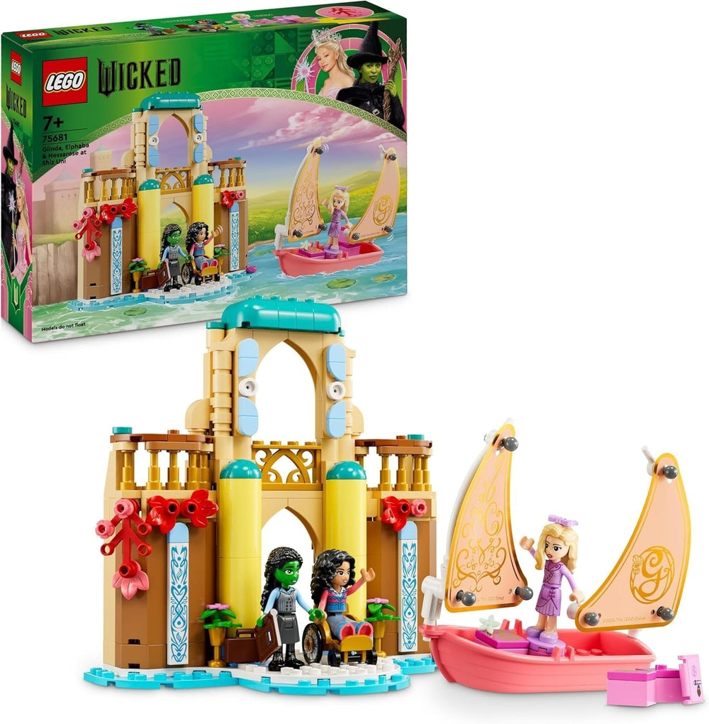 LEGO Wicked Glinda, Elphaba és Nessarose a Shiz Egyetemen vitorlás és 3 figurás játékhajó ajándék lányoknak és fiúknak 7 éves babaház szerelmeseinek 75681 építőkészlet Besuche den LEGO-Store Alapértelmezett cím