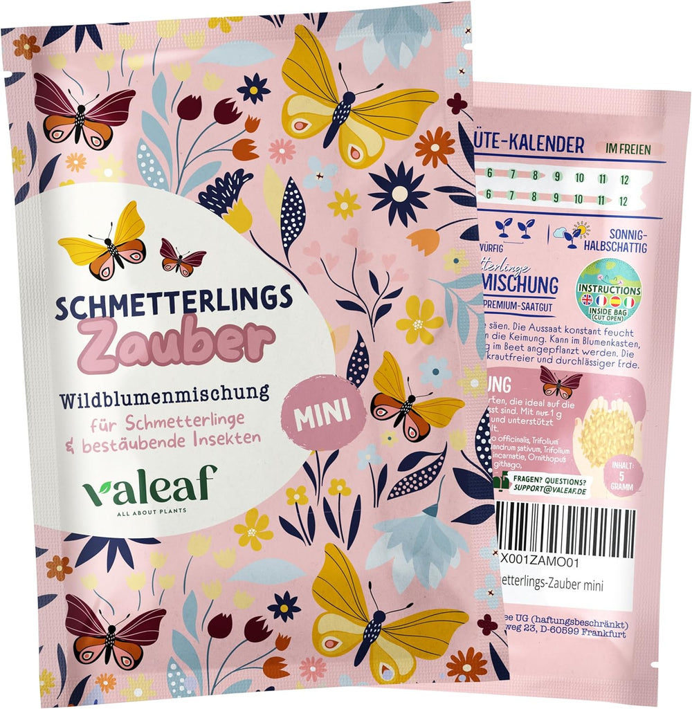 Schmetterlingswiese Blumensamen Schmetterlingsgarten I Blumensamen Balkon I Blumensamen TĂŒtchen mit Wiesenblumen Samen I bienenfreundlich Blumensamen (Schmetterlings-Zauber mini)
