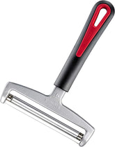Westmark Käseschneider mit Rolle und auswechselbarem Schneiddraht, Variable Schnittstärke, Breite: 12 cm, Rostfreier Edelstahl/Alumínium/Kunststoff, Schwarz/Rot, 29272260, 17 x 12 x 2 cm