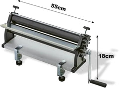 DKN pizza tésztahenger gép kézi hajtókarral, 48,8 cm, tésztafőző gép, teigfolie szárvédő tekercsekkel és Dicken vezérléssel – masszív Stahl és alumínium szerkezet