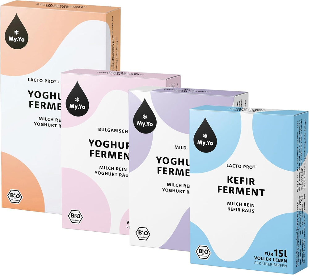 Bio Joghurtfermente, 4 Sorten à 3 Betel, Kulturen für selbst gemachten Joghurt