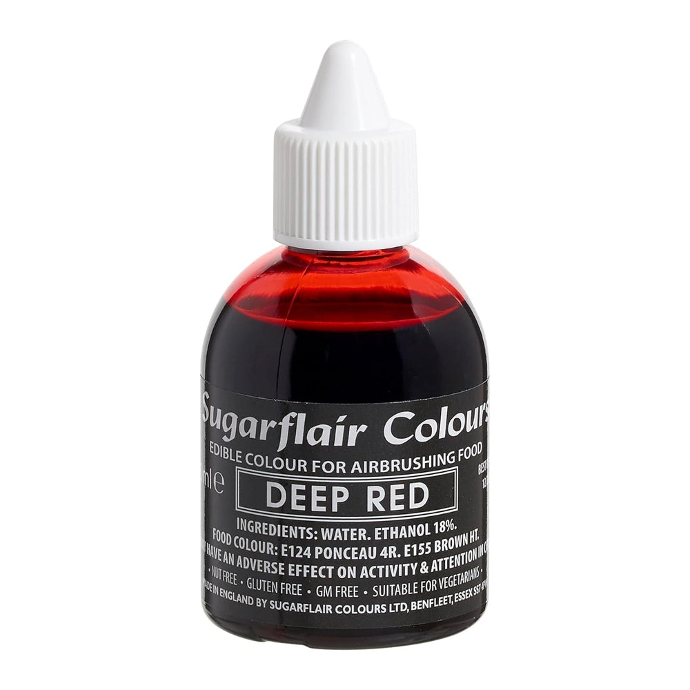 Colorant alimentar Sugarflair, roșu intens - Colorant alimentar lichid comestibil, colorant aerograf pentru torturi, brioșe, glazură și decorațiuni pentru torturi - 60 ml