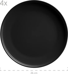 MÄSER 931961 Serie Alenia, Geschirr Set Für 4 Personen in Modernem Skandinavischem Design, 16-Teiliges Kombiservice Aus Keramik in Schwarz, Steinzeug Seturi vesela masa Naty Shop