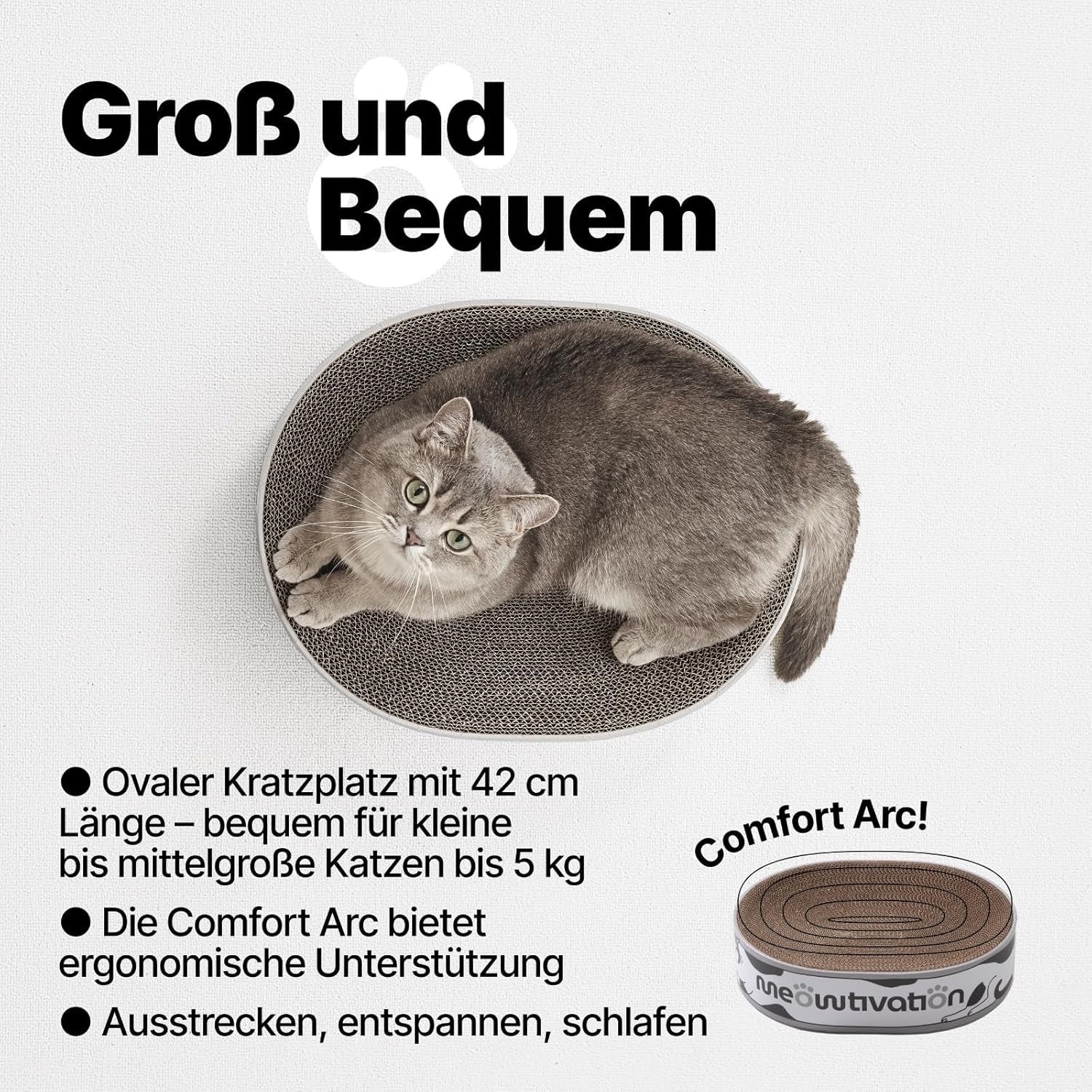 Pat de zgâriat pentru pisici - Placă de zgâriat de 42 cm din carton ondulat 100% reciclat, Pat pentru pisici mari cu catnip natural, Accesoriu robust pentru pisici mici și mijlocii, Pat de zgâriat pentru pisici