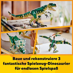 LEGO Creator T.Rex, Dino 3 az 1-ben átalakítható Triceratops vagy Pterodactyl, Mobil dinoszaurusz modell gyerekeknek, Ajándék fiúknak és lányoknak 31151 Építőkészletek Besuche den LEGO-Store