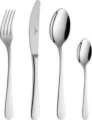 Gerlach Flow Besteck-Set 6 Personen Spülmaschinenfest Essbesteck Besteck Aus Edelstahl Messer Gabel Löffel Teelöffel Tafelbesteck Rostfrei 24 Stk, Silberglänzend Kitchen Naty Shop Silberglänzend 24 El. Einer Schachtelben