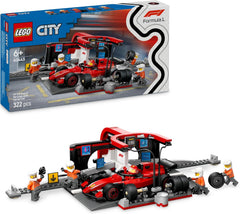 LEGO City F1 Pit Stop Pit Crew-val és Ferrari Flitzerrel - Formel 1 Pit Stop készlet 1 versenyzővel és 4 szerelő minifigurával - Spielzeug Rennauto für Boys und Mädchen ab 6 Jahren - 60443