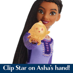 A Mattel Disney Wish Asha, Rosas Modepuppe & Star Figur, beweglich mit abnehmbarem Outfit, "This Wish" angol nyelvű dal.
